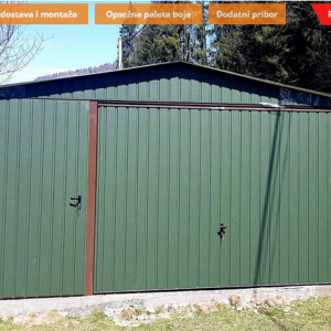 Metalna garaža 5x5m -tamnozelena mat