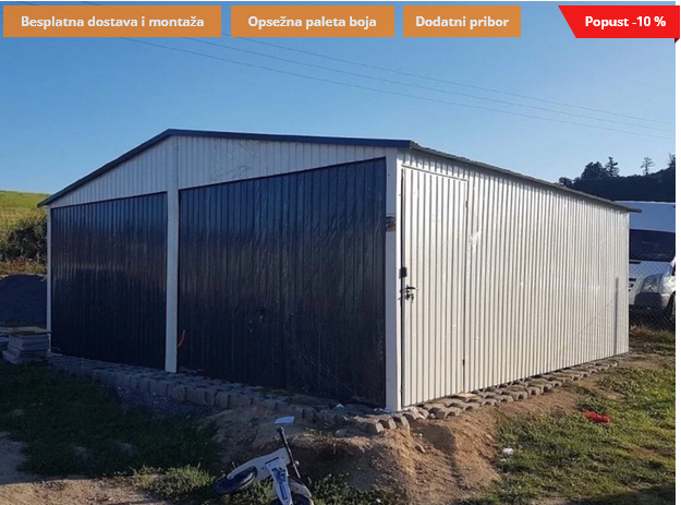 Metalna garaža 6x6m -bijela/tamnosiva