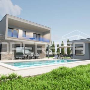 Novogradnja – kuća s bazenom, parcela površine 1.131 m2, Raštane