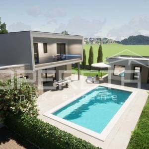 Novogradnja – kuća s bazenom, parcela površine 1.131 m2, Raštane