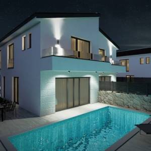 OTOK KRK, MALINSKA - Luksuzna dvojna kuća s bazenom i pogledom na more