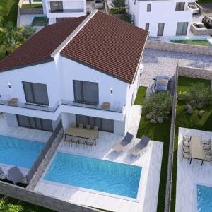 OTOK KRK, MALINSKA - Luksuzna dvojna kuća s bazenom i pogledom na more