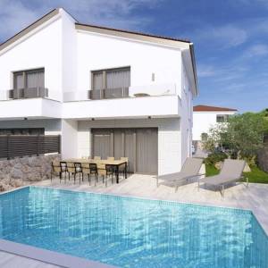 OTOK KRK, MALINSKA - Luksuzna dvojna kuća s bazenom i pogledom na more