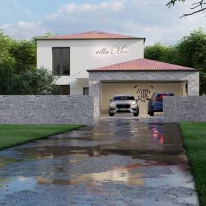 OTOK KRK, MALINSKA - Moderna kuća s bazenom, pogledom na more i garažom