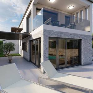 OTOK KRK, MALINSKA - Moderna kuća s bazenom, pogledom na more i garažom