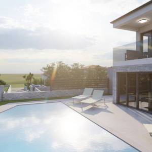 OTOK KRK, MALINSKA - Moderna kuća s bazenom, pogledom na more i garažom