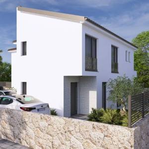 OTOK KRK, MALINSKA – Moderna dvojna kuća s bazenomi pogledom na more