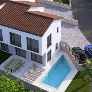 OTOK KRK, MALINSKA – Moderna dvojna kuća s bazenomi pogledom na more