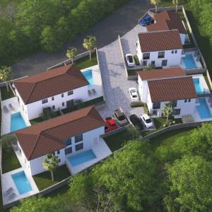 OTOK KRK, MALINSKA – Moderna dvojna kuća s bazenomi pogledom na more