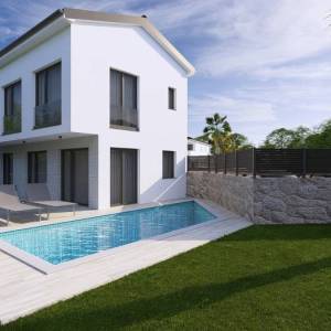 OTOK KRK, MALINSKA – Moderna dvojna kuća s bazenomi pogledom na more