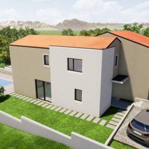 OTOK KRK, okolica Malinske - Moderna dvojna vila s bazenom i pogledom na more