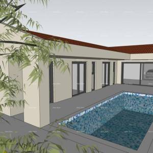 PRODAJA – Građevinsko zemljište s građevinskom dozvolom i projektom kuće s bazenom, Marčana!