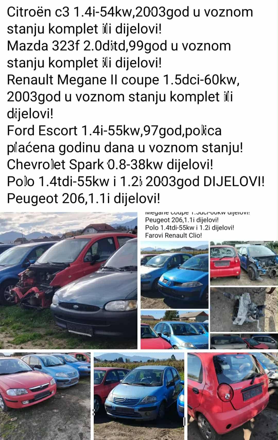Renault megane II, ford escort, mazda 323f, chevrolet spark, polo...