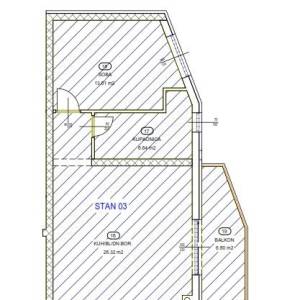 Rešetari - Prostrani dvosobni stan na 1. katu s balkonom