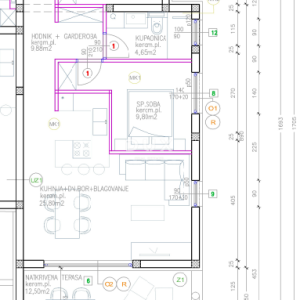 ŠIBENIK, VODICE – Stan na prvom katu s velikom terasom