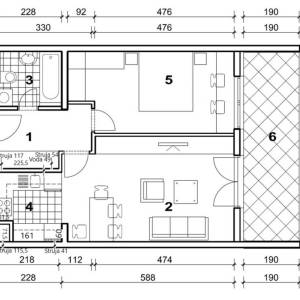 Zagreb-Trešnjevka, 2-sobni stan s loggiom 61m2, namješten i opremljen