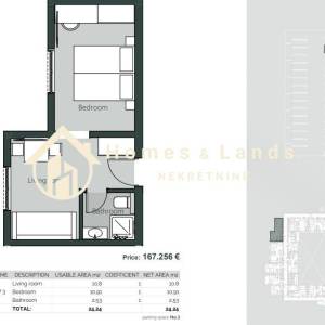 Crikvenica,centar,2-soban namješten stan 24,54(AP3) m2 s parkingom
