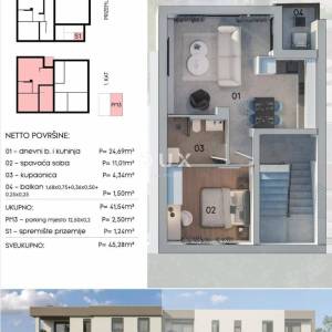 ISTRA, PULA, MONVIDAL - 1SS+DB stan u manjoj novogradnji s privatnim parking mjestom i spremištem