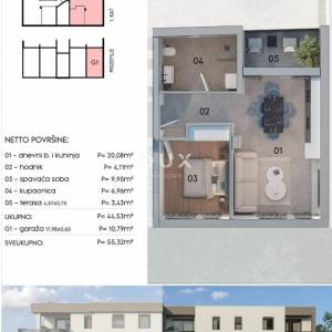 ISTRA, PULA, MONVIDAL - 1SS+DB stan u manjoj novogradnji s privatnom garažom