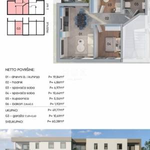 ISTRA, PULA, MONVIDAL - 2SS+DB stan u manjoj novogradnji s privatnom garažaom