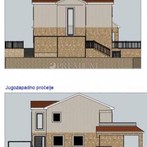 Krk, okolica, zemljište s projektom za vilu s bazenom! 