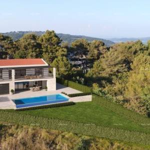 Na prodaju građevinsko zemljište s projektom kuće i bazenom – Vrh, Kaštel, Buje