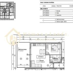 Pag,Povljana,2-soban stan 48,40m2 na 1katu s velikom terasom i PM