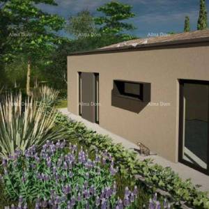 Prodaja - građevinsko zemljište s projektom za izgradnju vile prizemnice, Žminj V1