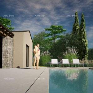 Prodaja - građevinsko zemljište s projektom za izgradnju vile prizemnice, Žminj V1