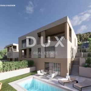 RIJEKA, KOSTRENA - ekskluzivan dvoetažni stan 212,23m2 novogradnja s prekrasnim pogledom na more i bazenom + okućnica 153.70m2 ...