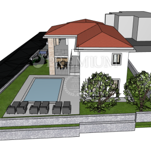 Brzac, zemljište s građevinskom dozvolom! Pogled na more!
