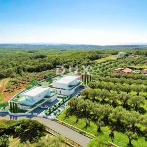 ISTRA, POREČ - Luksuzna moderna vila s bazenom i garažom ispred zelene površine