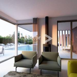 Labin, okolica, novogradnja s bazenom i 2.400m2 okućnice