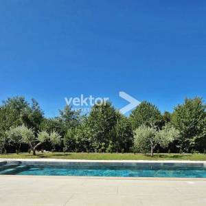 Labin, okolica, prizemnica sa dva stana i bazenom, novogradnja