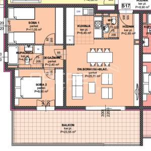 Novogradnja Makarska, 87,7 m2 dvosoban stan s balkonom 23,55 m², blizina centra
