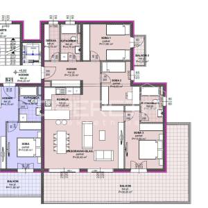 Novogradnja Makarska – Trosobni stan 119,73 m² s terasom 38 m² i pogledom na mor