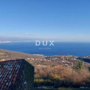 OPATIJA, IČIĆI, POLJANE- građevinsko zemljište 2231m2 s 3 kuće starine 250m2 s panoramskim pogledom na more 