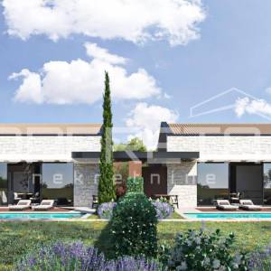 Istra, Poreč okolica- Moderna prizemnica s galerijom i bazenom
