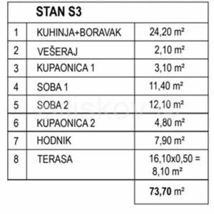 Prodaja,Pag,Mandre,stan 73,70m2 na 1 katu zgrade,terasa,parking