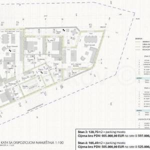 UMAG, APARTMAN  4, površine 106,49 m2 + PM,  NOVOGRADNJA