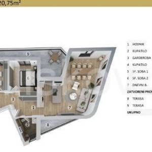 UMAG, APARTMAN  5, površine 120,75 m2 + PM,  NOVOGRADNJA