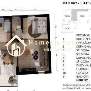 Zagreb,Črnomerec 4-soban stan(102B) 82,47m2 na 1katu s balkonom