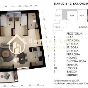 Zagreb,Črnomerec,novi 4-soban stan 71,85m2(301B) s balkonom na 3.katu