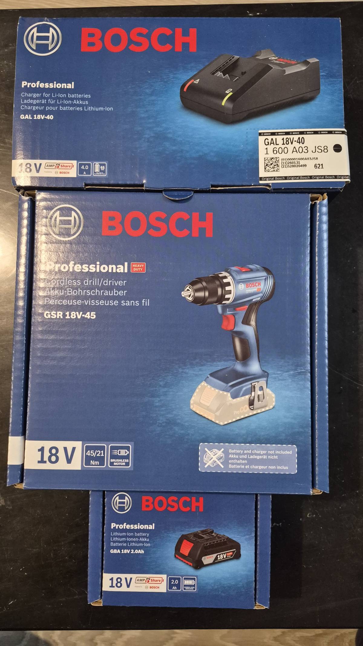 BOSCH Professional baterijska bušilica GSR18V 45+ baterija + punjač