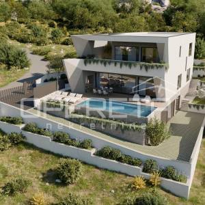 Ekskluzivno građevinsko zemljište iznad Splita – projekt luksuzne vile s bazenom