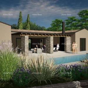 Prodaja - građevinsko zemljište s projektom za izgradnju vile prizemnice, Žminj V1