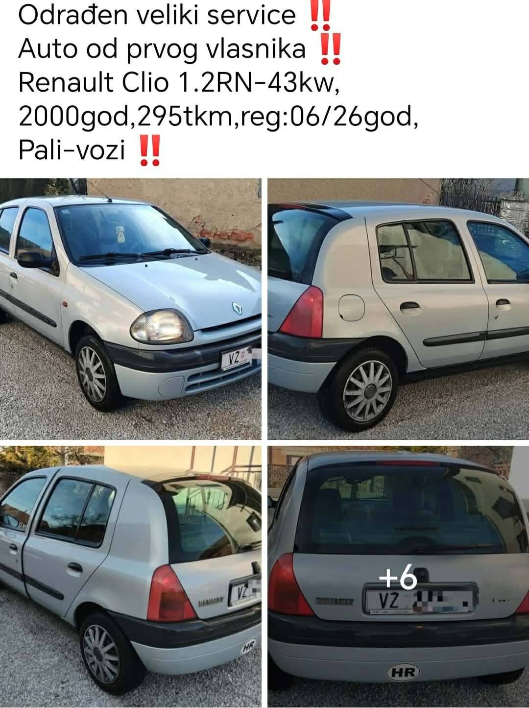 Renault Clio 1.2RN-43kw,2000god,reg:06/26god,