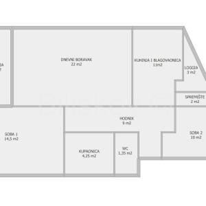 Zagreb,Vukovarska trosobni stan površine 81,50 m2 na drugom katu,lift 