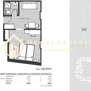 Crikvenica,2-soban namješten stan (AP26) 29m2 bez parkinga na 2 katu