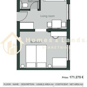 Crikvenica,2-soban namješten stan (AP13)27m2 m2 bez parkinga na 1katu